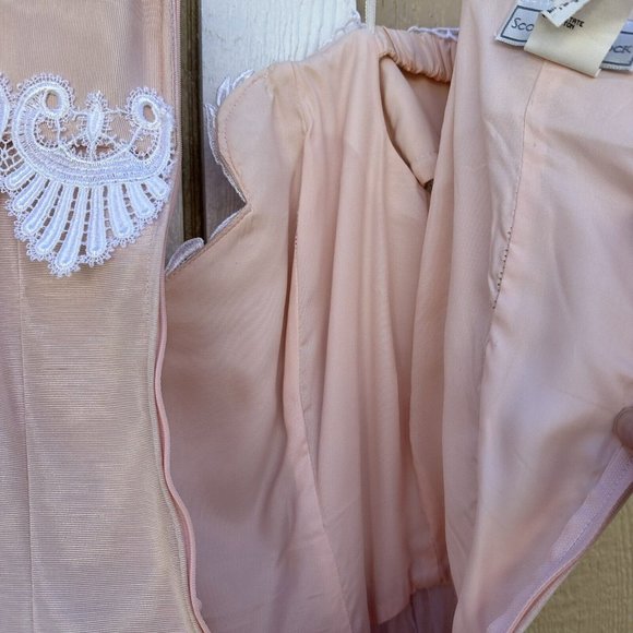 Vintage 90’s Scott McClintock Peach Lace Off Shoulder Party Dress Size 6 - Picture 9 of 9